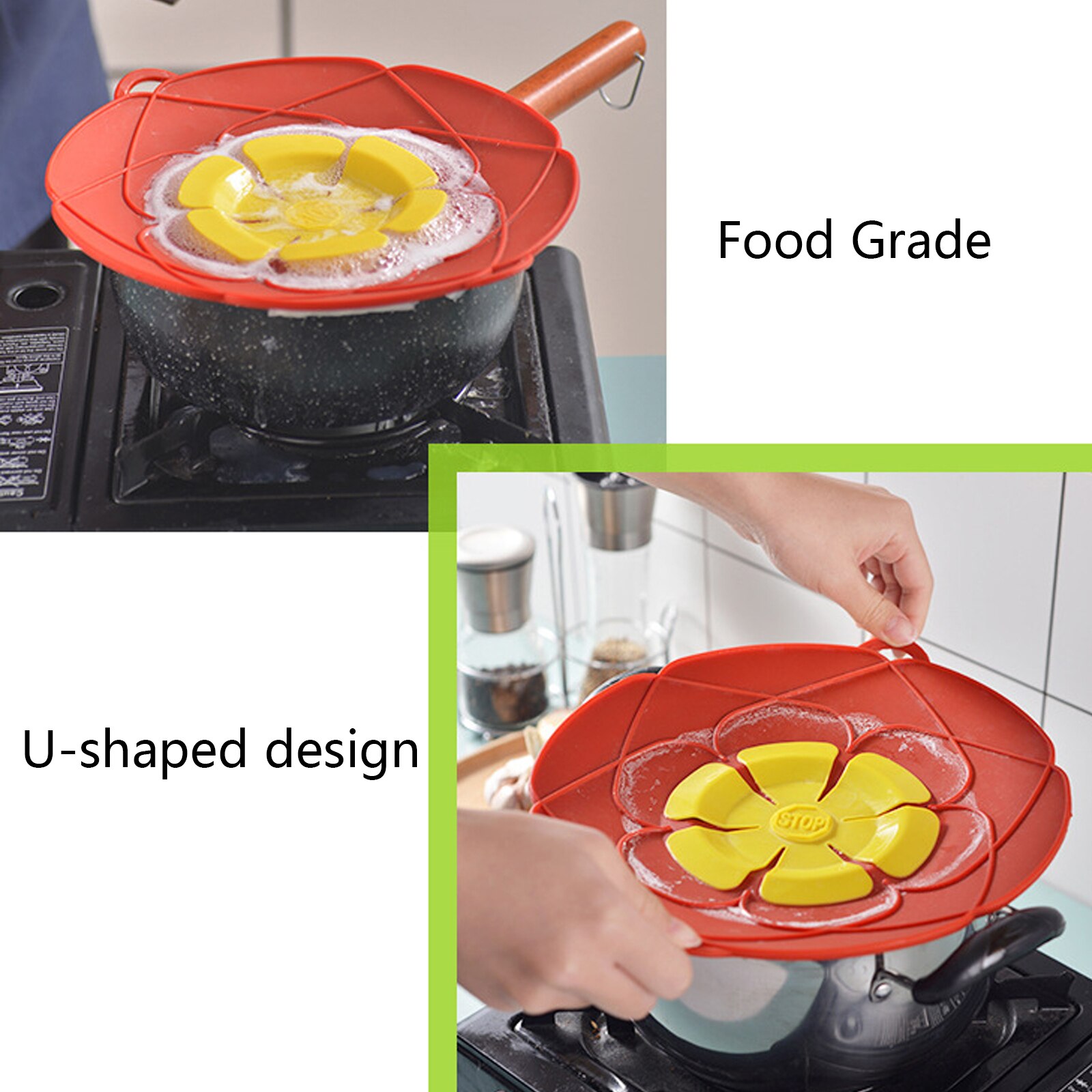 Couvercle en silicone anti-déversement - Outil de cuisine