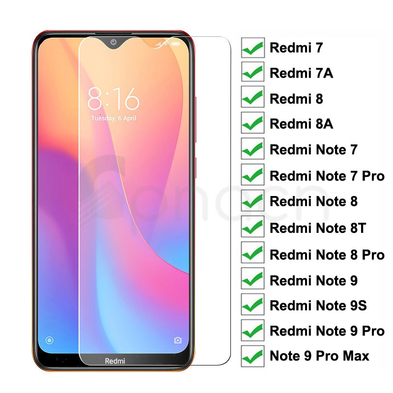 9h vidro temperado para xiaomi redmi 8 8a 7 7a protetor de tela de vidro redmi nota 9s 8t 7 9 pro película de vidro de proteção de segurança máxima