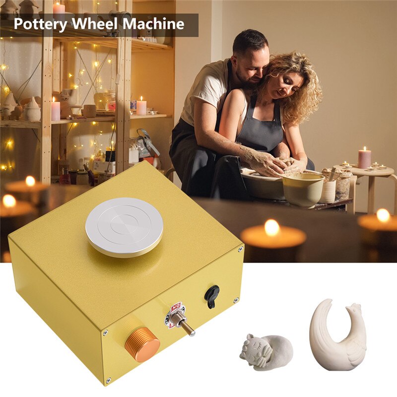 Mini rueda eléctrica de alfarería, máquina de alfarería con rueda giratoria de cerámica, herramientas para arcilla DIY, enchufe US y EU