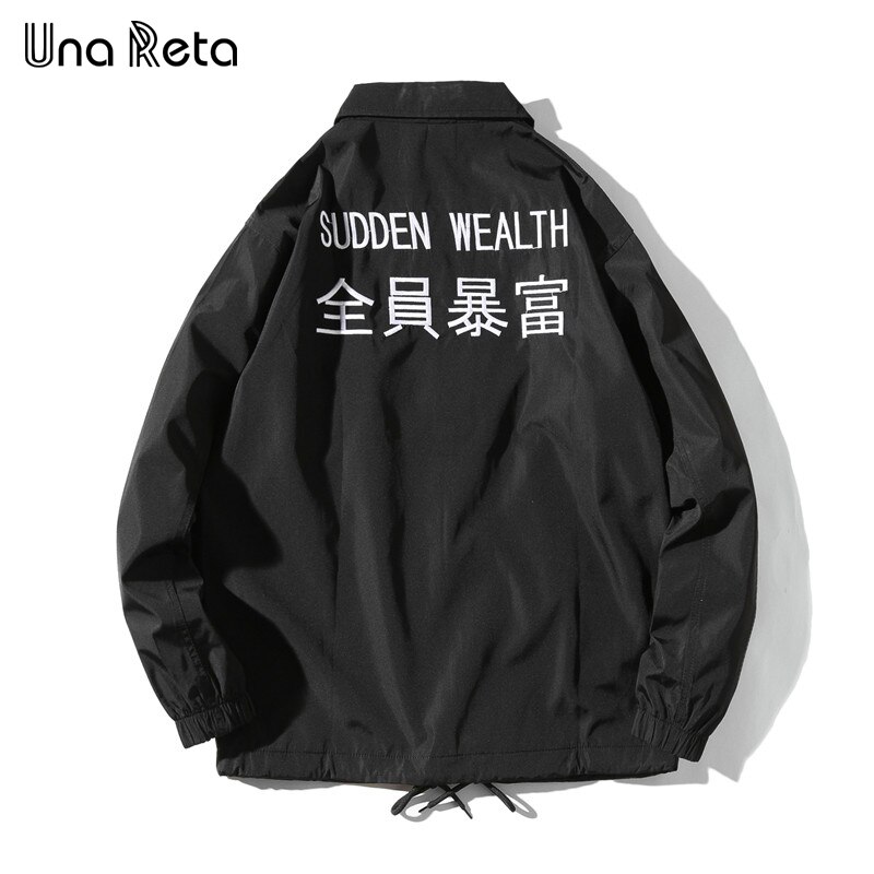 Una Reta Jassen Mannen Hip Hop Geborduurde Tekst Jacket Jassen Casual Single-Breasted Coaches Jacket Streetwear