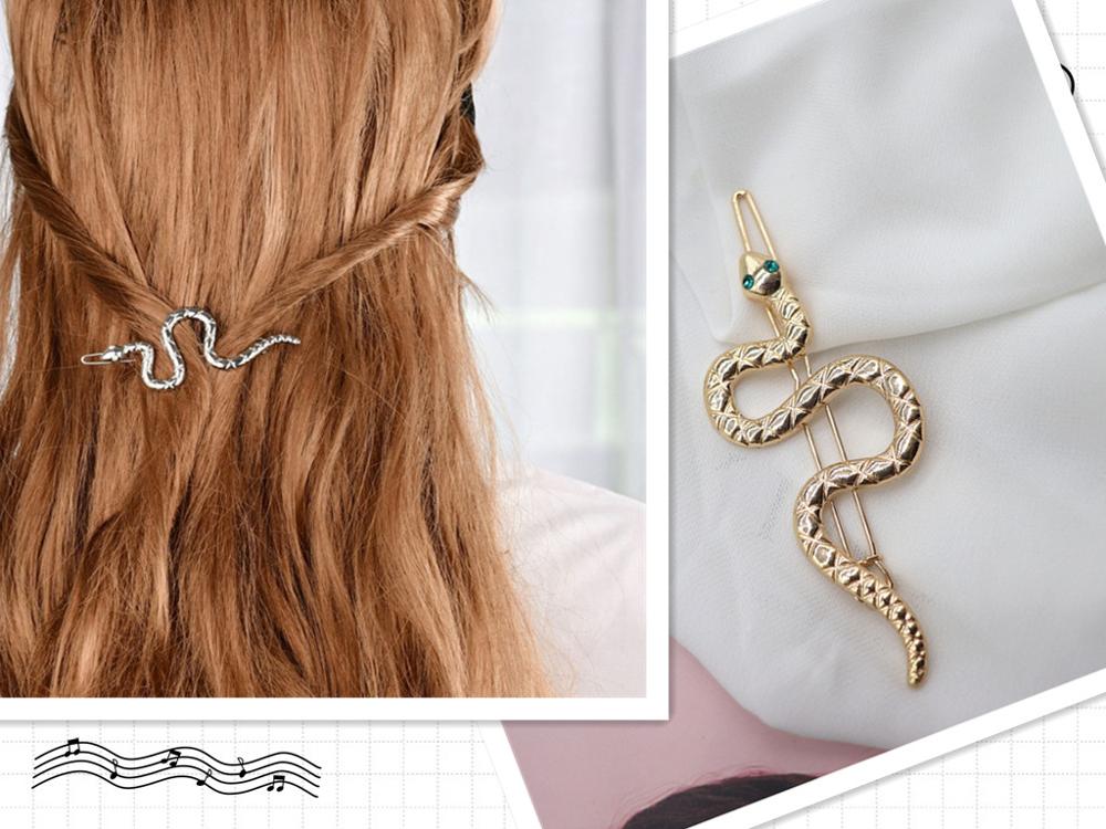 Nette Einfache Trend retro Schlange Jahrgang metall Eine linie haarnadel für frauen schmuck