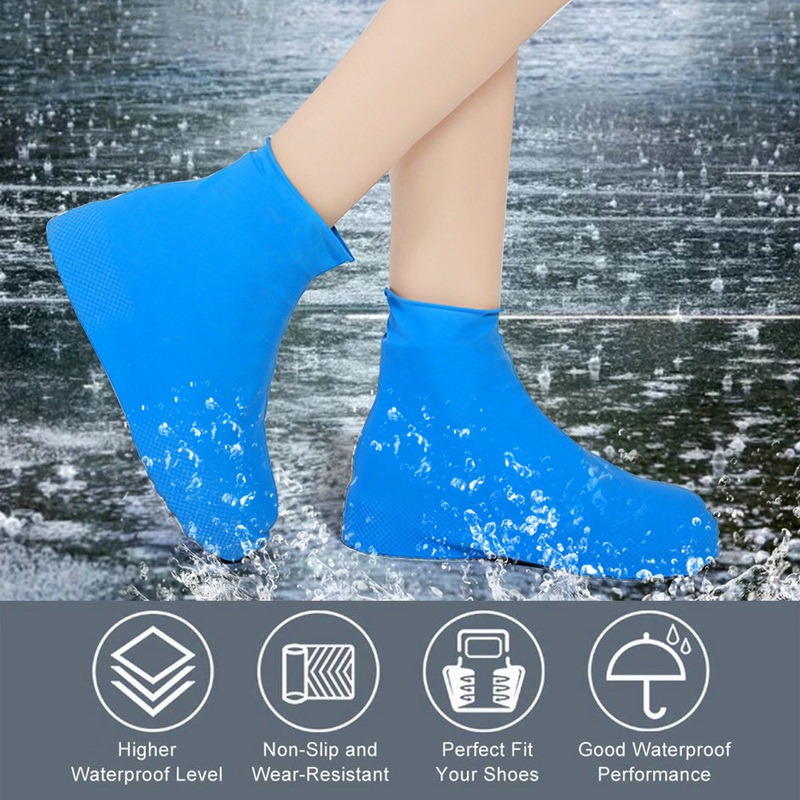 Waterproof Shoe Covers Silicone Anti-Slip Rain Boots Unisex Sneakers Protector for Outdoor Rainy Day Reusable Rain Shoe Cover