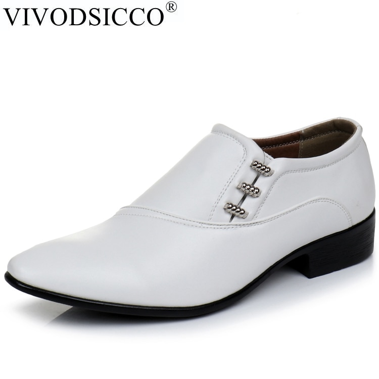 VIVODSICCO, zapatos de vestir de hombre de cuero PU blanco , zapatos de oficina para hombre, Oxford antideslizantes, zapatos de para boda, zapatos planos Casuales
