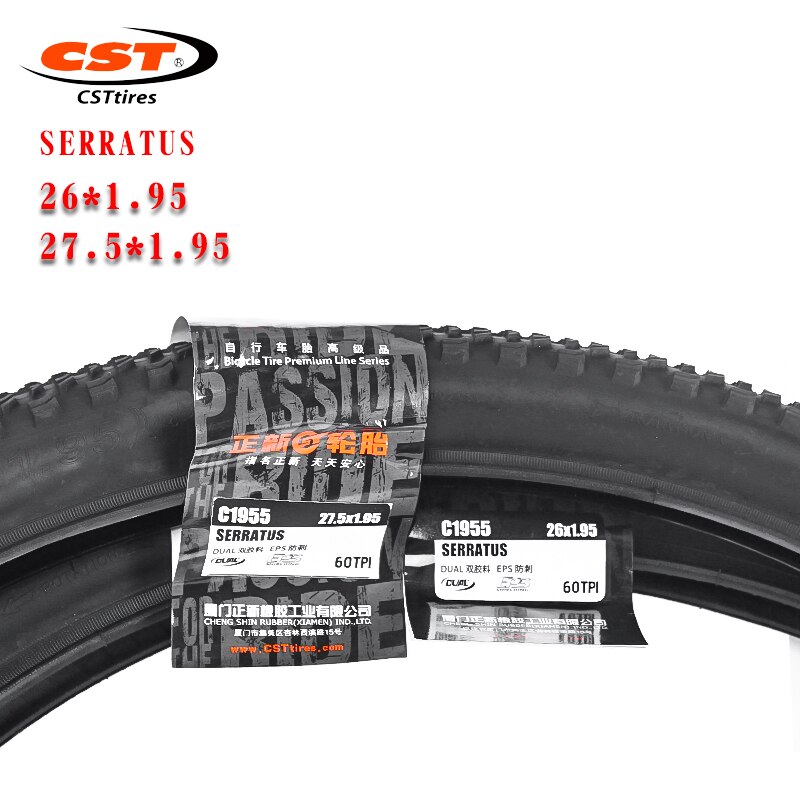 CST Serratus-neumático de bicicleta de montaña C1955, 26, 27,5 pulgadas, alambre de acero EPS resistente a puñaladas, 26x1,95, 27,5x1,95, 60TPI