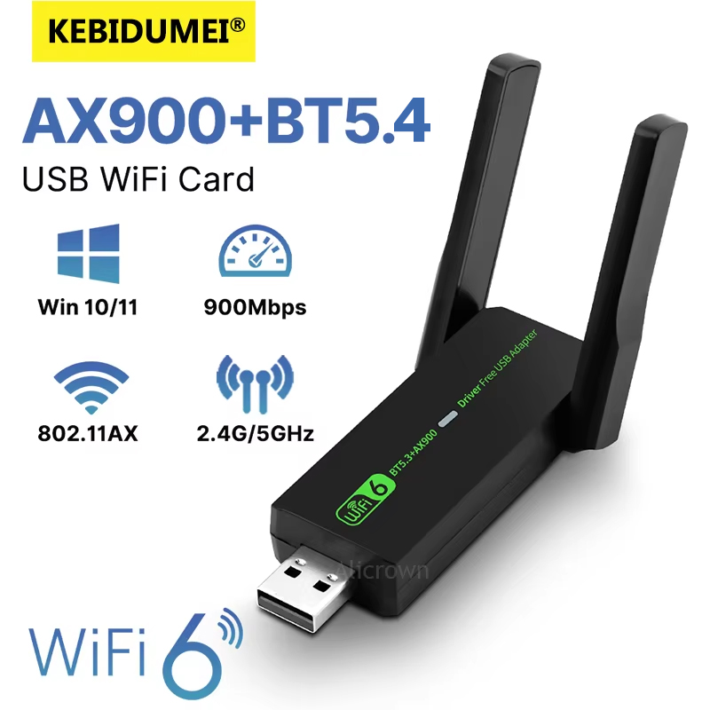 WiFi AX900 USB Adapter Bluetooth 5.4 Wireless Network Card 2.4G/5GHz Wi-Fi Antenna USB Dongle Recevier For PC/Laptop Driver Free: WHITE