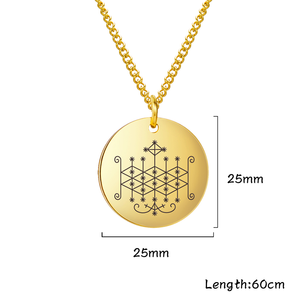 Dawapara Veve Van Ogoun ( Ogun ) Voodoo Amulet Hanger Ketting Rvs Sieraden Talisman Kettingen: Goud-kleur