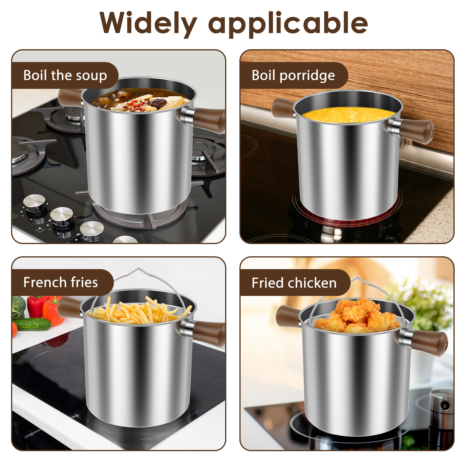 Cooking Pot Deep Fryer Versatile Aluminum Fryer Pot with Basket and Lid Food Grade Deep Fryer Multifunctional Deep Frying Pot