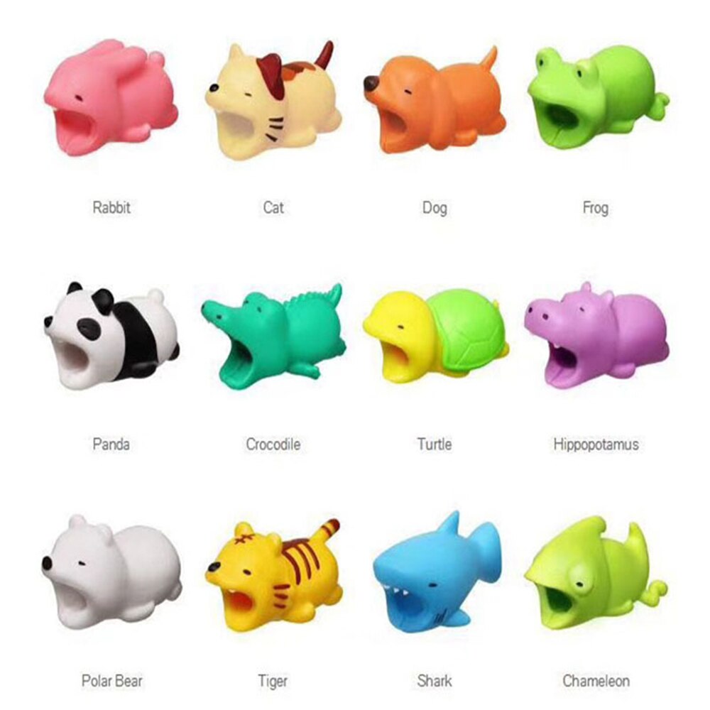 cute animal phone cord protector Earphone pendant USB charger cable clips tiger cat Clownfish Polar bear quick