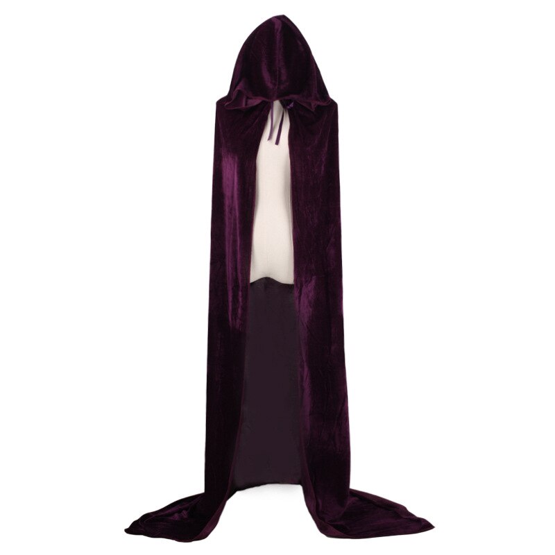 I bambini di età di Carnevale Costume di Halloween Uomo Donna Wizard Cosplay Lungo Mantello di Velluto Gotico Mantello Con Cappuccio Robe Medievale Strega Vampiro