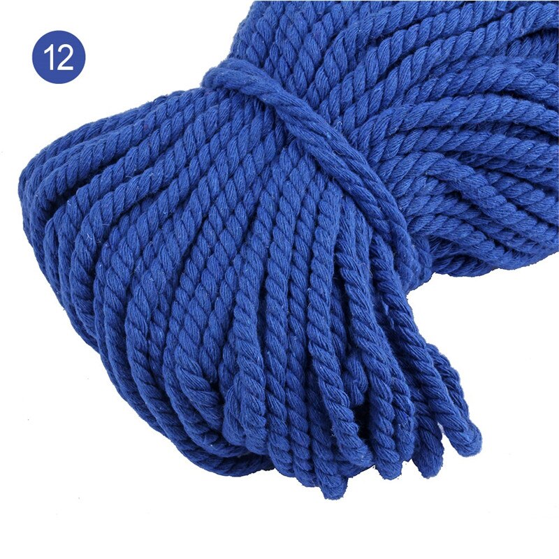 100% Katoen 3 Aandelen Twisted Katoenen Koorden 5Mm Diy Craft Decoratie Touw Katoenen Koord Voor Tas Trekkoord Riem 15 kleuren: color 12