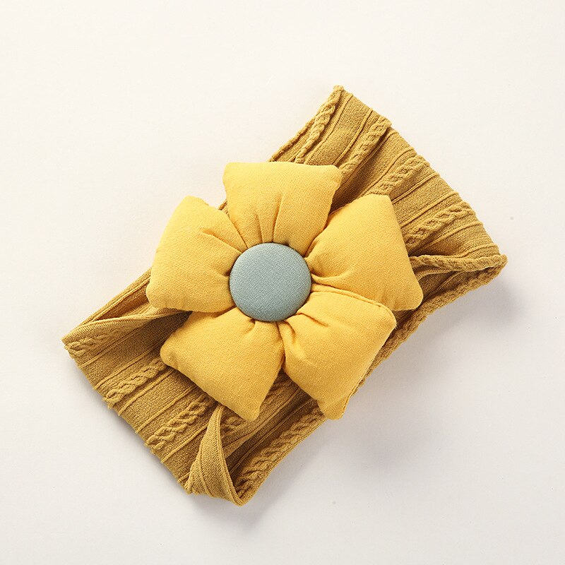 Floral Baby Girl Headbands Baby Hair Accessories Toddler Girls Bows Baby Girl Items: Mustard
