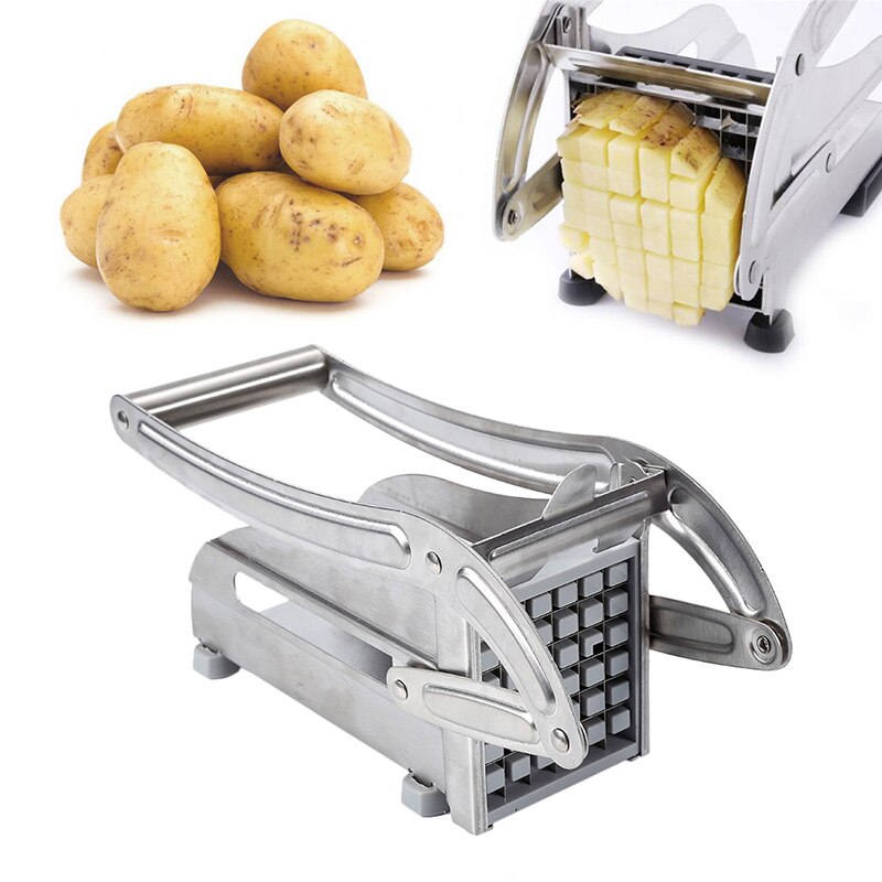 Hand Pressure French Fries Machine Stainless Steel Household Kitchen Potato Chip Cutter Cooking Manual Vegetable Potato Chopper