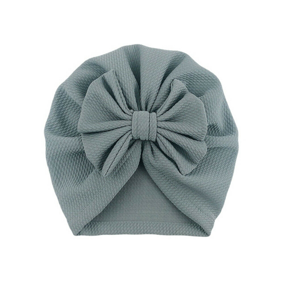 Emmababy Cute Baby Girls Bow Turban Hat Toddler Kids Head Wrap Hijab Solid Headband Cap 0-18 Months.: Gray