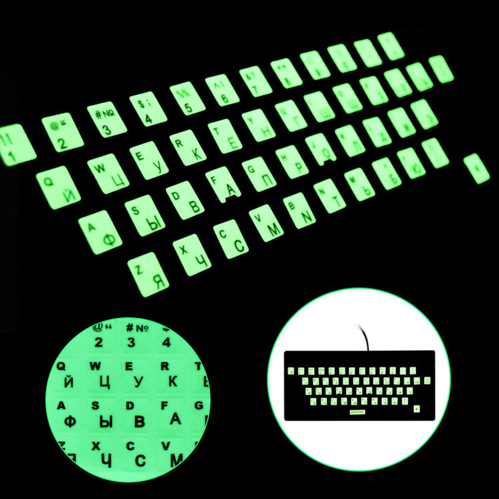 Neue Leucht Tastatur Aufkleber Spanisch/Englisch/Russisch/Arabisch/Französisch Sprache knapp Schutzhülle Film Alphabet Geschmack Layout