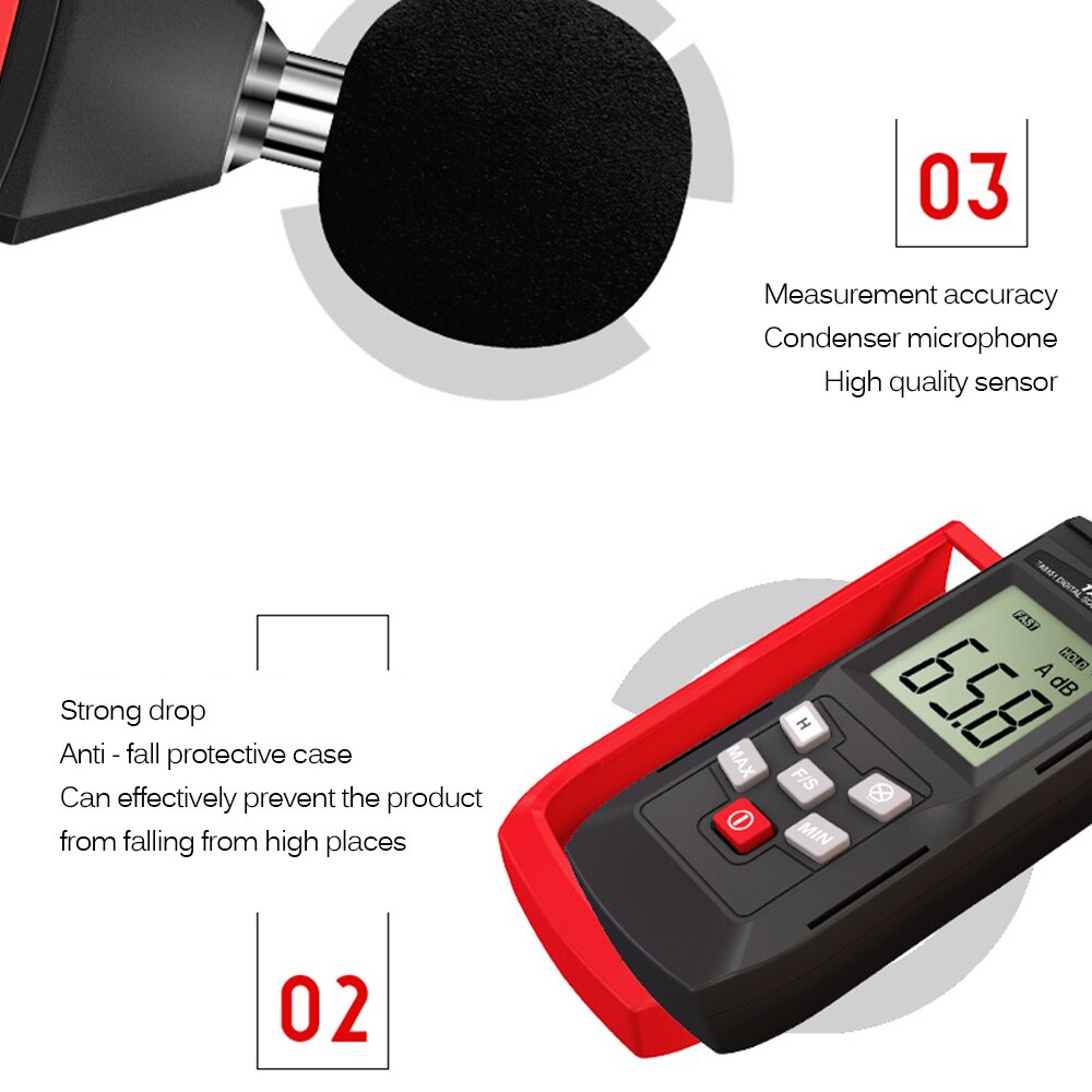 Decibel Meter Digital Sound Level Tester Noise Meter Noise Measurement Tester Range 30~130dB Decibel Tester With LCD Display