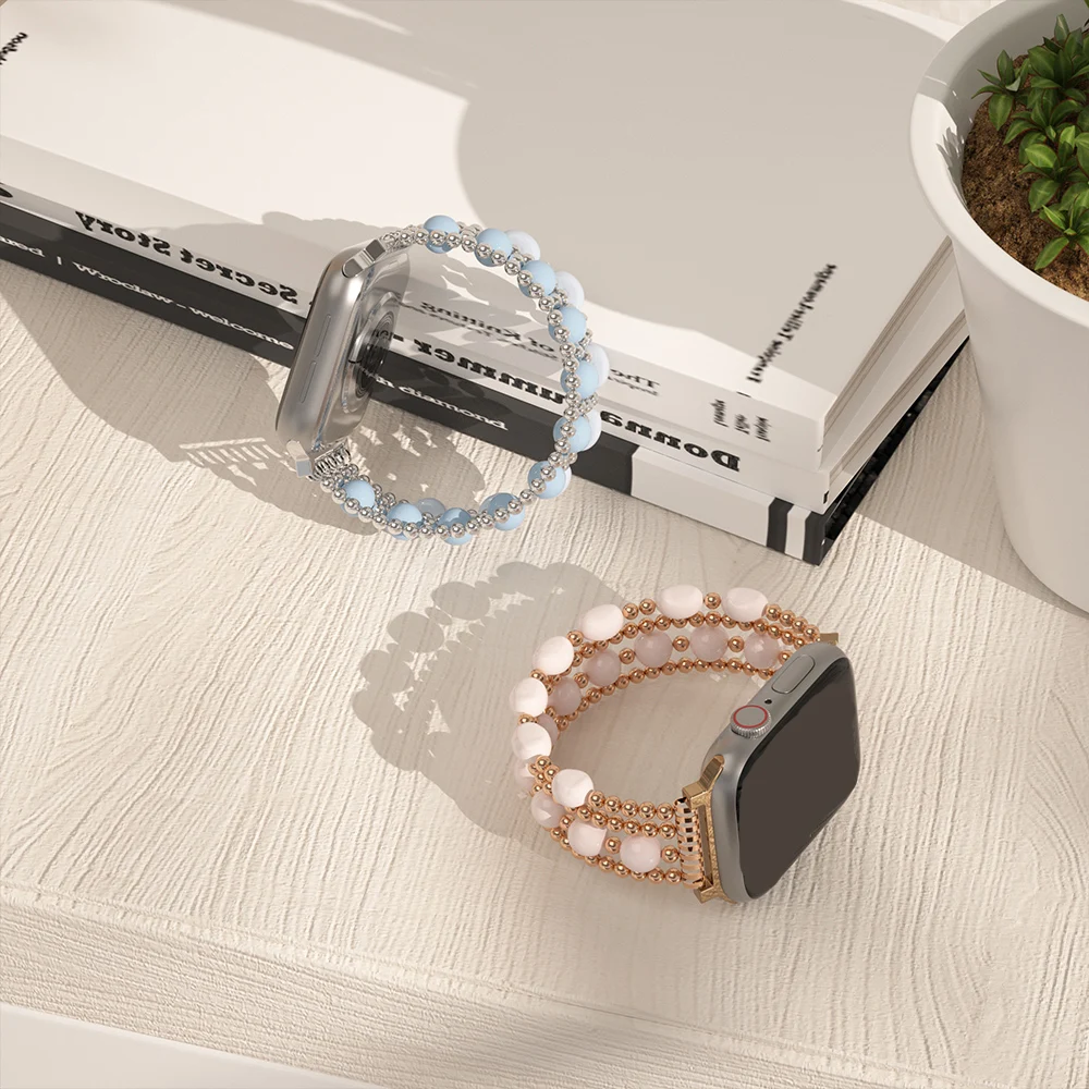 Strap For Apple Watch Ultra 2 Band 46mm 49mm 40mm 38 42mm 41mm 44 45mm Beaded Chain Bracelet for iWatch Series 10 9 8 7 6 5 SE