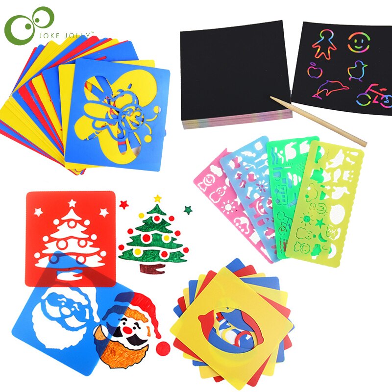 100PCS Scraping Drawing Toys Arts And Crafts For Girls Stocking Art Rainbow Scratch Art Mini Notes With Wooden Stylus WYW