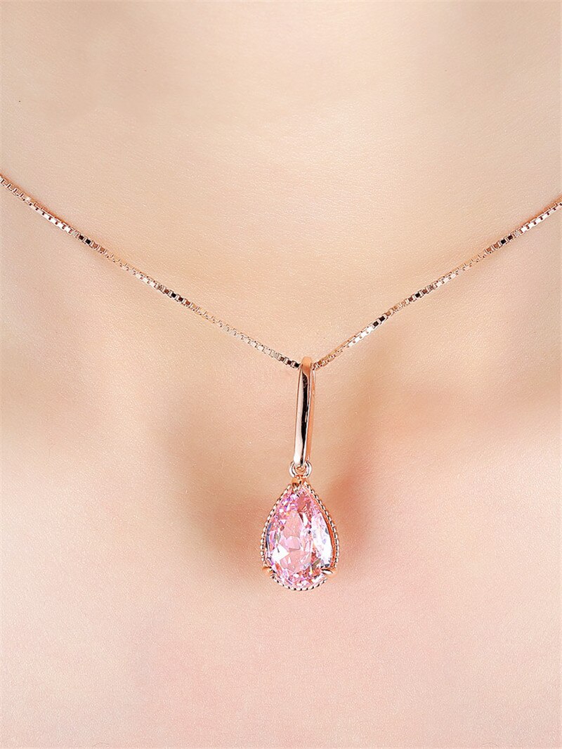 Cc riipukset naisille  s925 leima 18k ruusukullata vesi pinkki kaulakoru riipus häät hienot korut ilman ketjua ccn 285