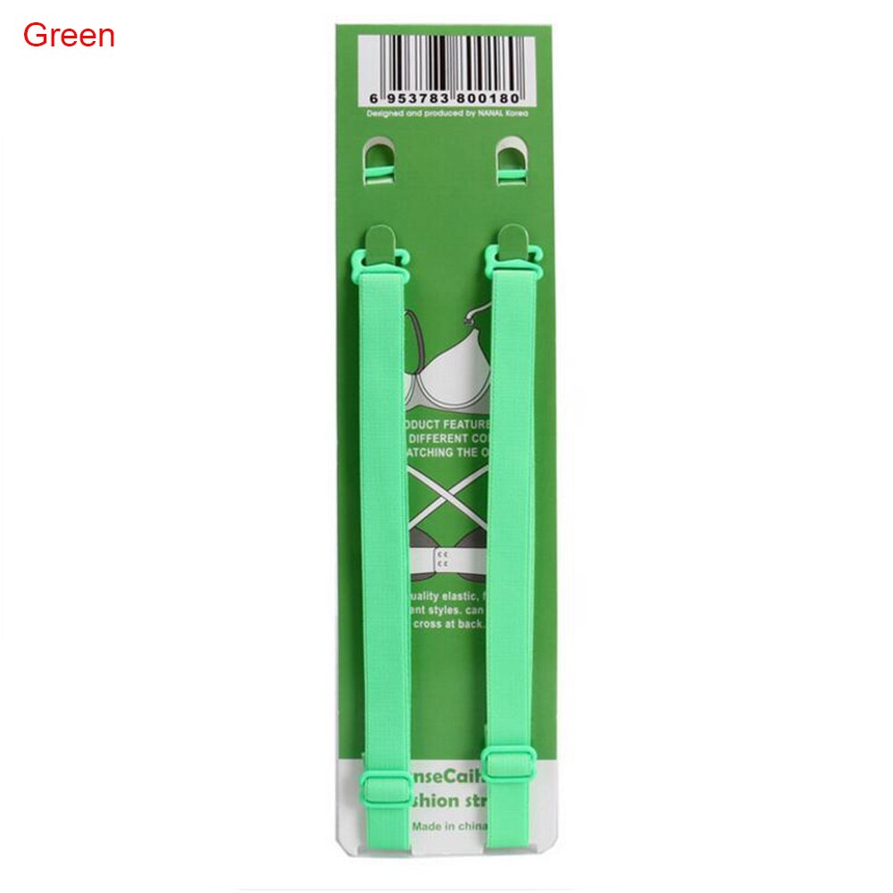 1PC Candy Elastic Shoulder Bra Strap Back Cross Slip-Resistant Adjustable Girl Bra Straps Summer Style Colorful Bra Strap: Green