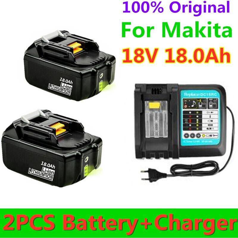 18V 18Ah Power Tool Battery - 18000mAh Li-Ion Replacement for Makita BL1880 BL1860 BL1830 + 3A Charger