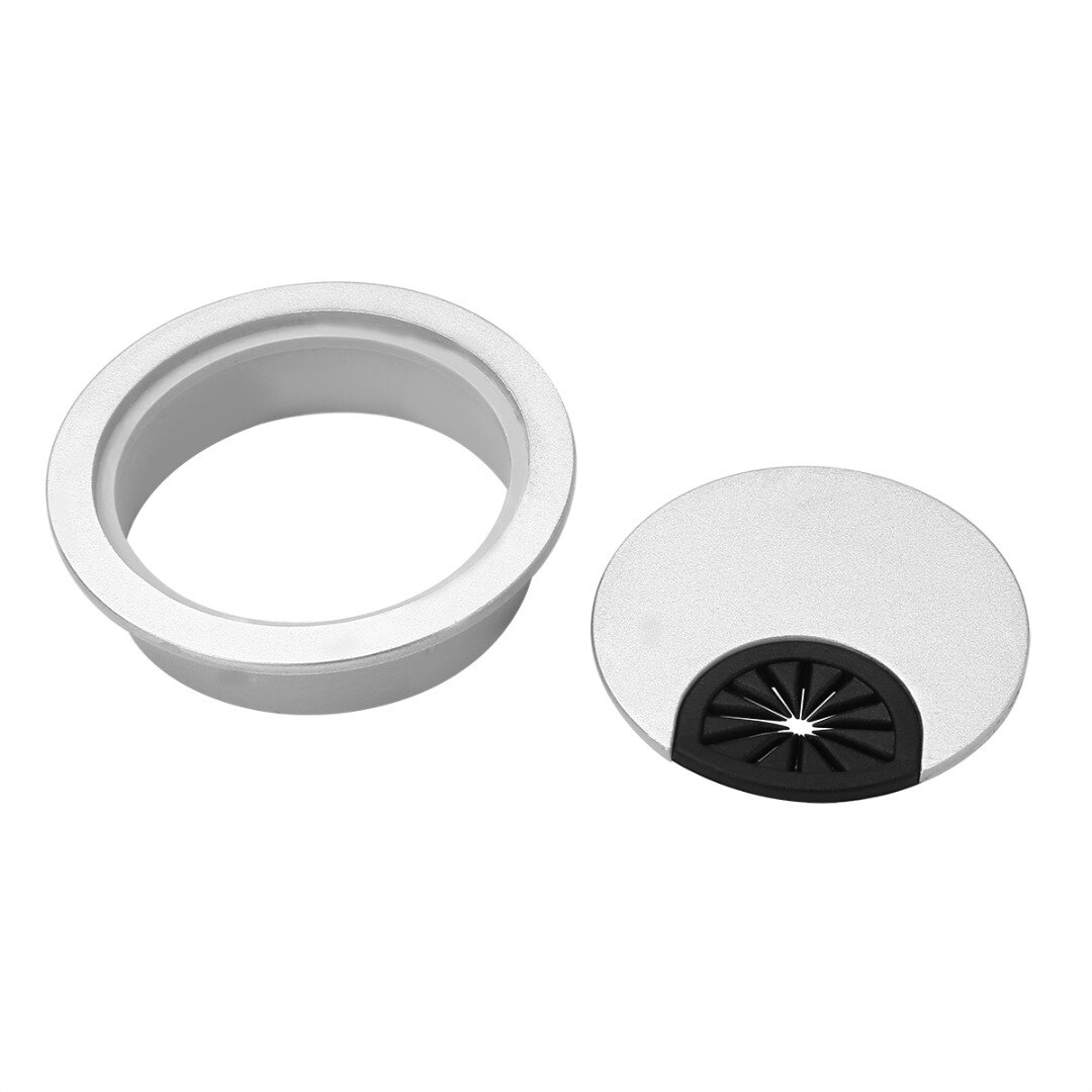 1pc 80mm Round Computer PC Table Cable Wire Outlet Silver Desk Grommet Cable Hole Cover Line Holder Surface Wire Hole Cover