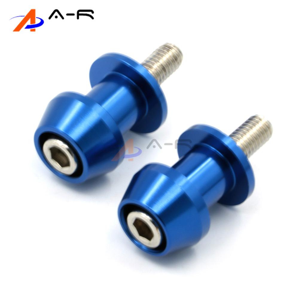 Paar 6mm CNC Achterbrug Spoelen Sliders Stands Spoelen Voor Yamaha YZF-R1 YZF-R6 R1 R6 R6S R15 FZ1 FZ6 FZ8 TMAX Vmax FZ1 MT-01 MT01: Blauw
