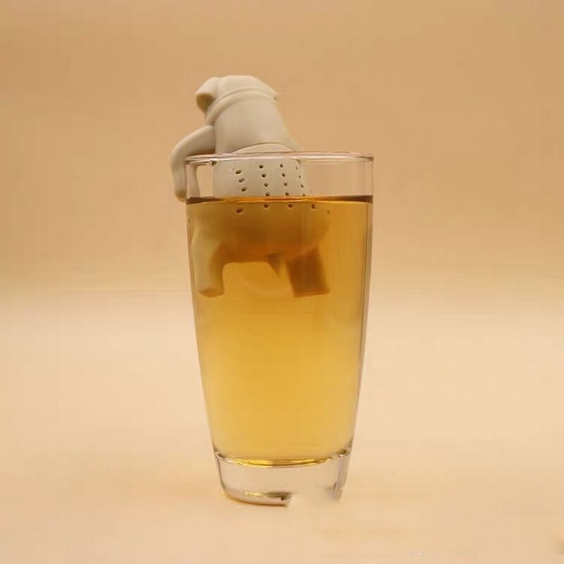Silicone Tea Strainer Cute Silicone Pug Dog Tea Infuser Filter Brewing Funny gadgets Reusable Tea Strainer Teapot Kitchen Tools