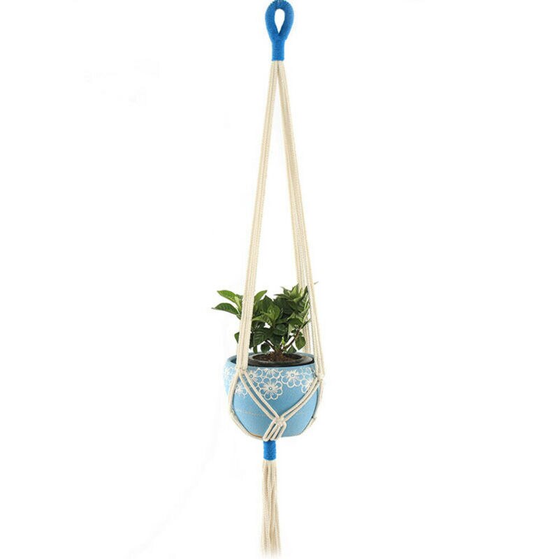 Decoratieve plantenhanger macramé plantenhanger voor buiten, hangende plantenmand van katoentouw met 4 poten