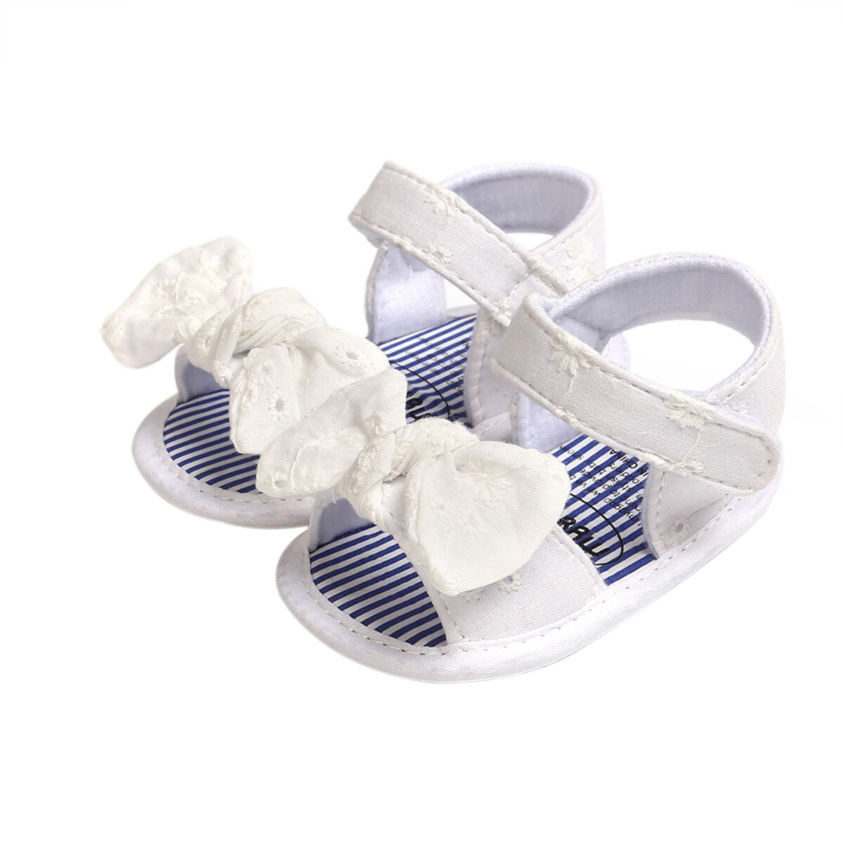 Baby Meisjes Open Tenen Sandalen Antislip Platte Zool Prinses Sandalen Met Decoratieve Strik Zomer Meisje Schoenen: WHITE / 13-18 months