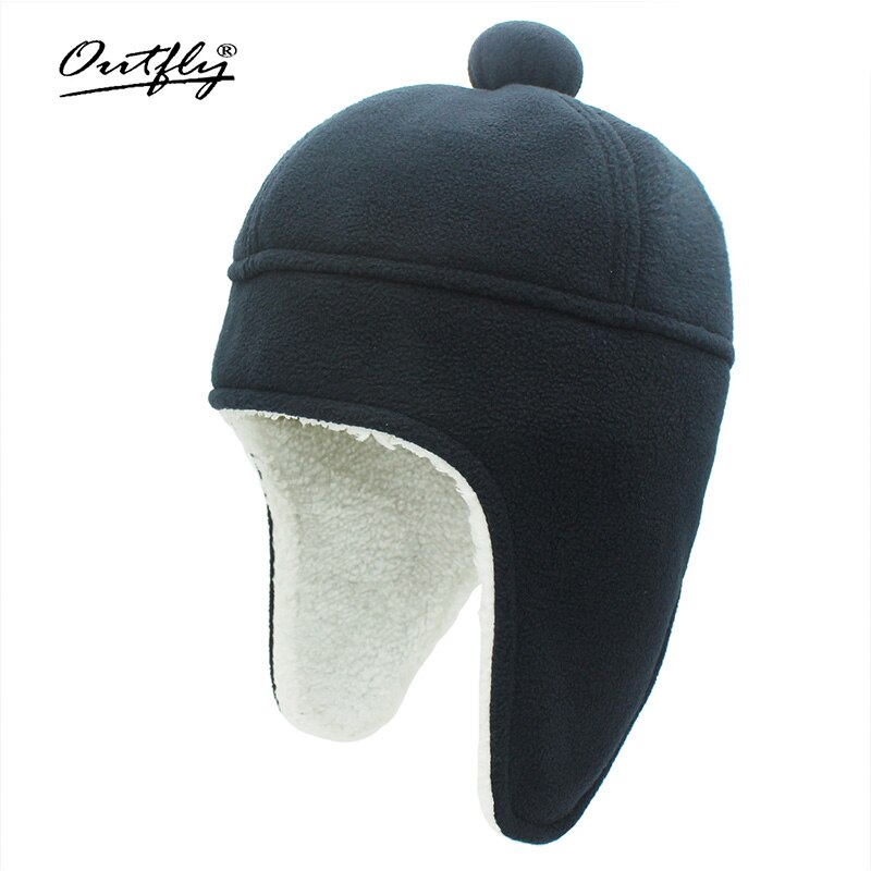 Autumn and Winter Beanie Ladies Cute Ball Bomber Hat Ear Protection Hat Imitation Lamb Wool Warm and Cold Hat 58cm Head Size: Dark Blue