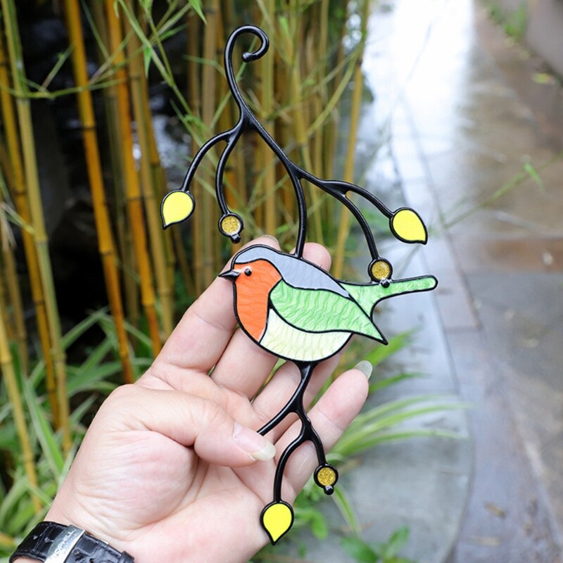 Stained Glass Window Hangings Two Birds in Stained Glass Window Panel Art Stained Glass Panels Hanging Suncacthers