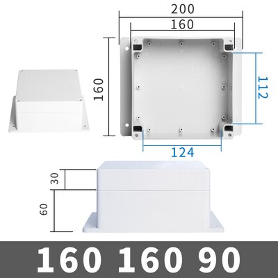 1PCS Waterproof Plastic Terminal Enclosure Box Electronic Project Instrument Case ABS Outdoor Junction Box Housing With Ears: 160x160x90mm