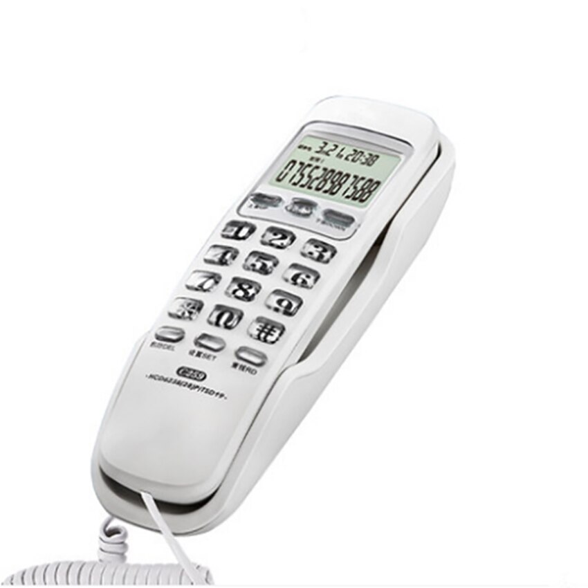 Trimline Vaste Telefoon Met Caller Id, Bureau Kleine Telefoon Telefoon, Wandmontage, Voor Hotel, Thuis, kantoor, Zwart, Zilver, Wit: WHITE