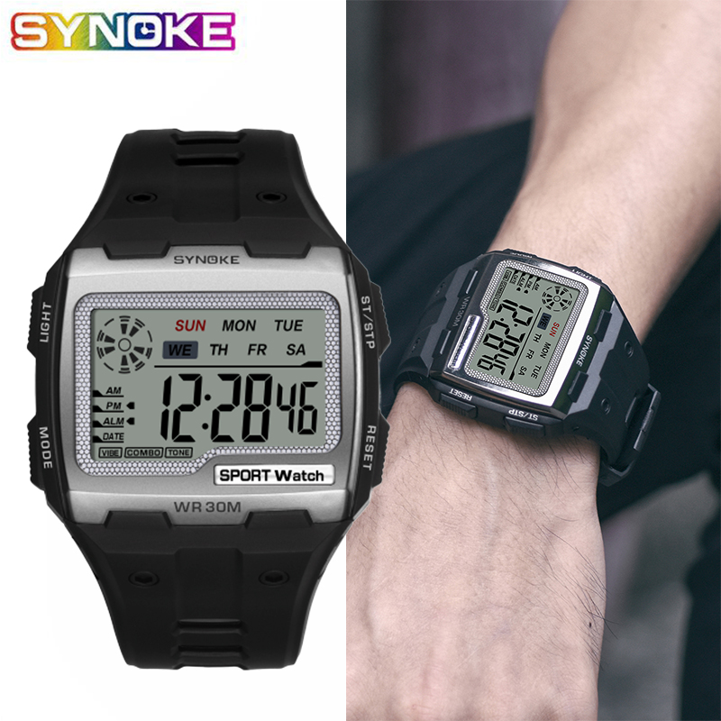 Synoke Outdoor Sport Heren Horloge Luxe Beroemde Grote Dial Led Digitale Horloges Mannelijke Klokken Mannen Polshorloge Relojes Deportivos