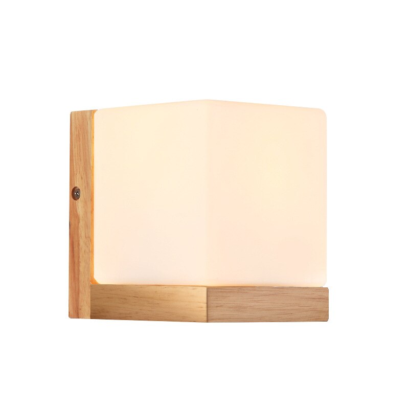 Japanese Bedside Wall Lamp LED Bedroom Simple Solid Wood Living Room Hotel Aisle Bedside Lamp