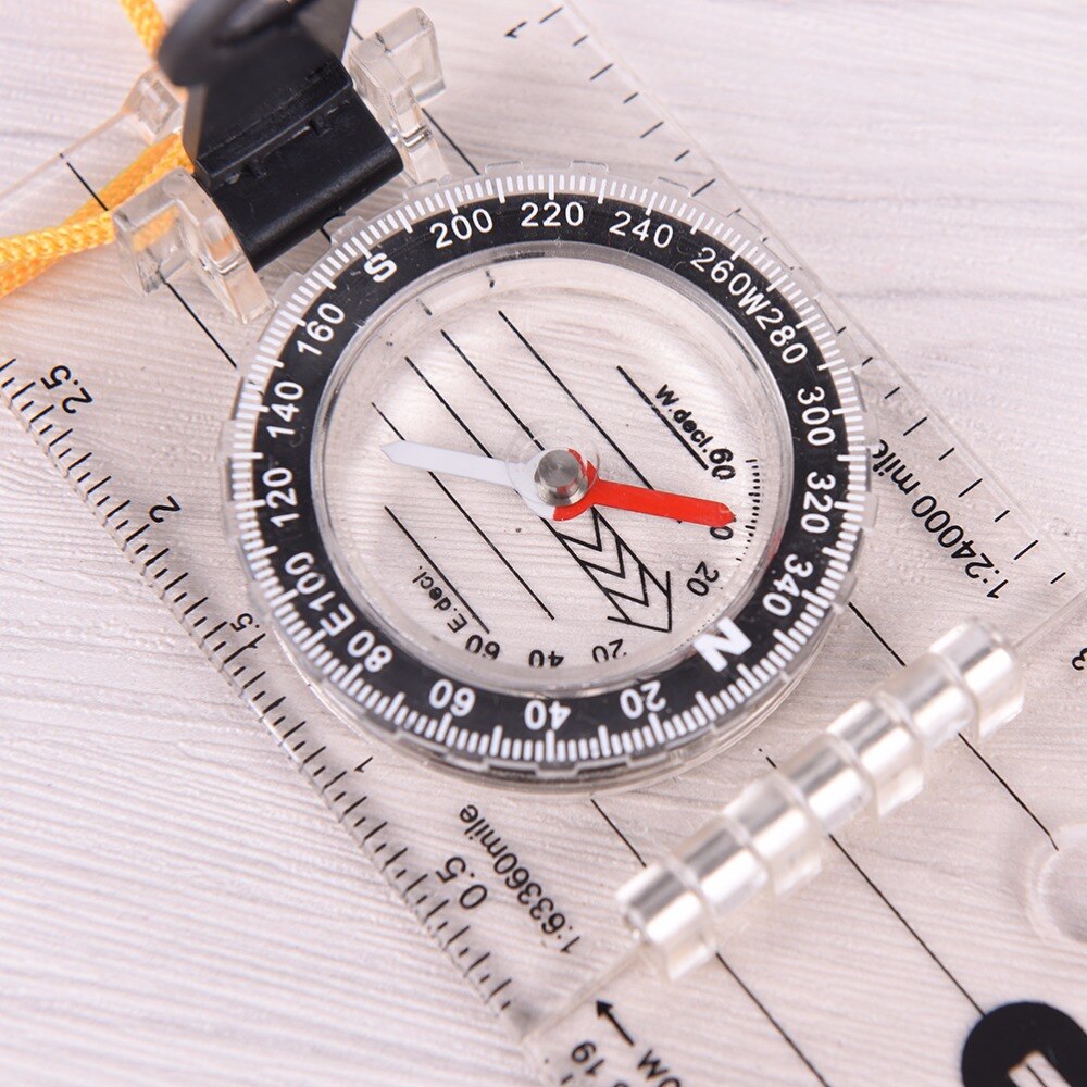 Folding Compass Map Ruler Baseplate Compass Travel Baseplate Ruler Compass Outdoor Hiking Camping
