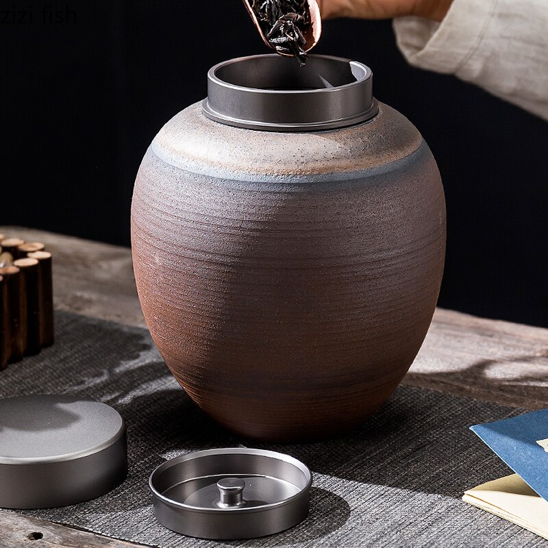 Stoneware Tea Caddy Ceramic Jar Tea Box Tea Container Tea Organizer Storage Tank Candy Jar Decorative Jar Storage Box Tea Can
