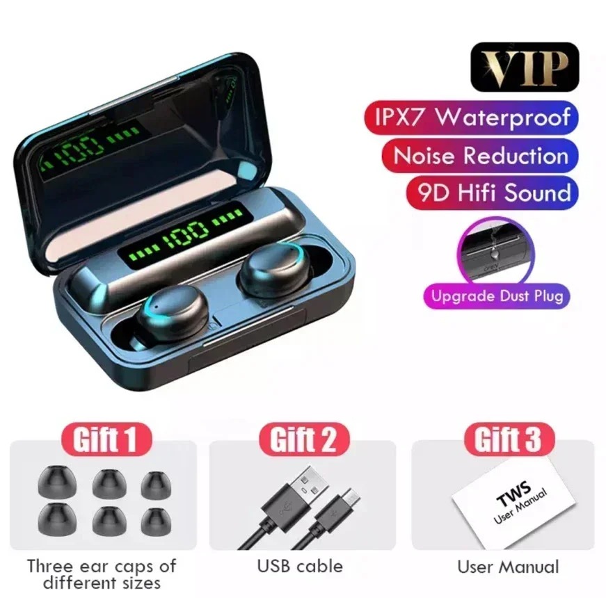 Tws F9-5 Oortelefoon Bluetooth 5.3 Draadloze Hoofdtelefoon Hifi Stereo Sport Waterdichte Oordopjes Headset Hoortoestellen Met Microfoon Handvrij: Default Title