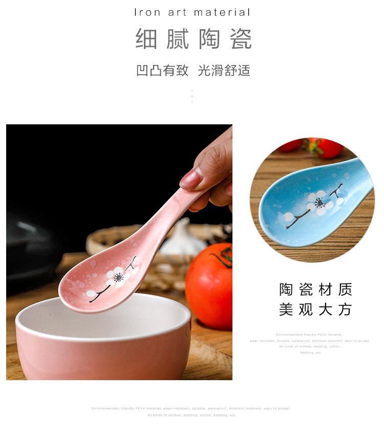 Cherry blossoms Ceramic Spoon Kitchen Accessories 14cm Cookware Tool Japanese Cooking Rice Soup Kitchenware Damaged Claim