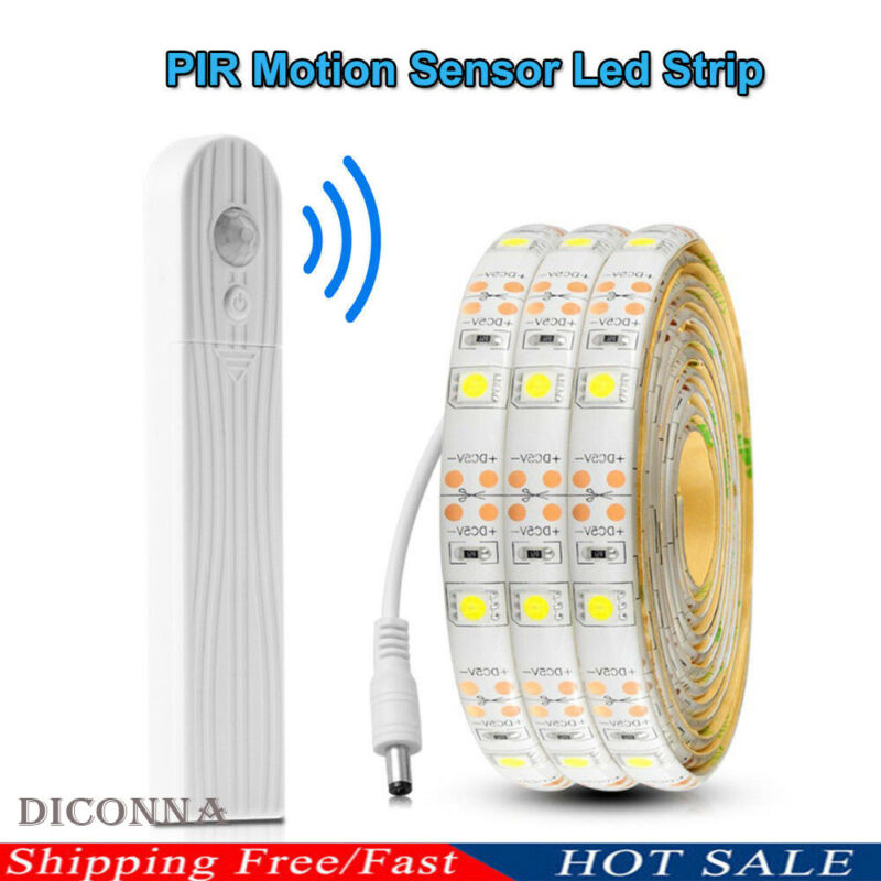 1/2/3M LED Draadloze PIR Motion Sensor Garderobe Kast LED Strip Bed Nachtlampje