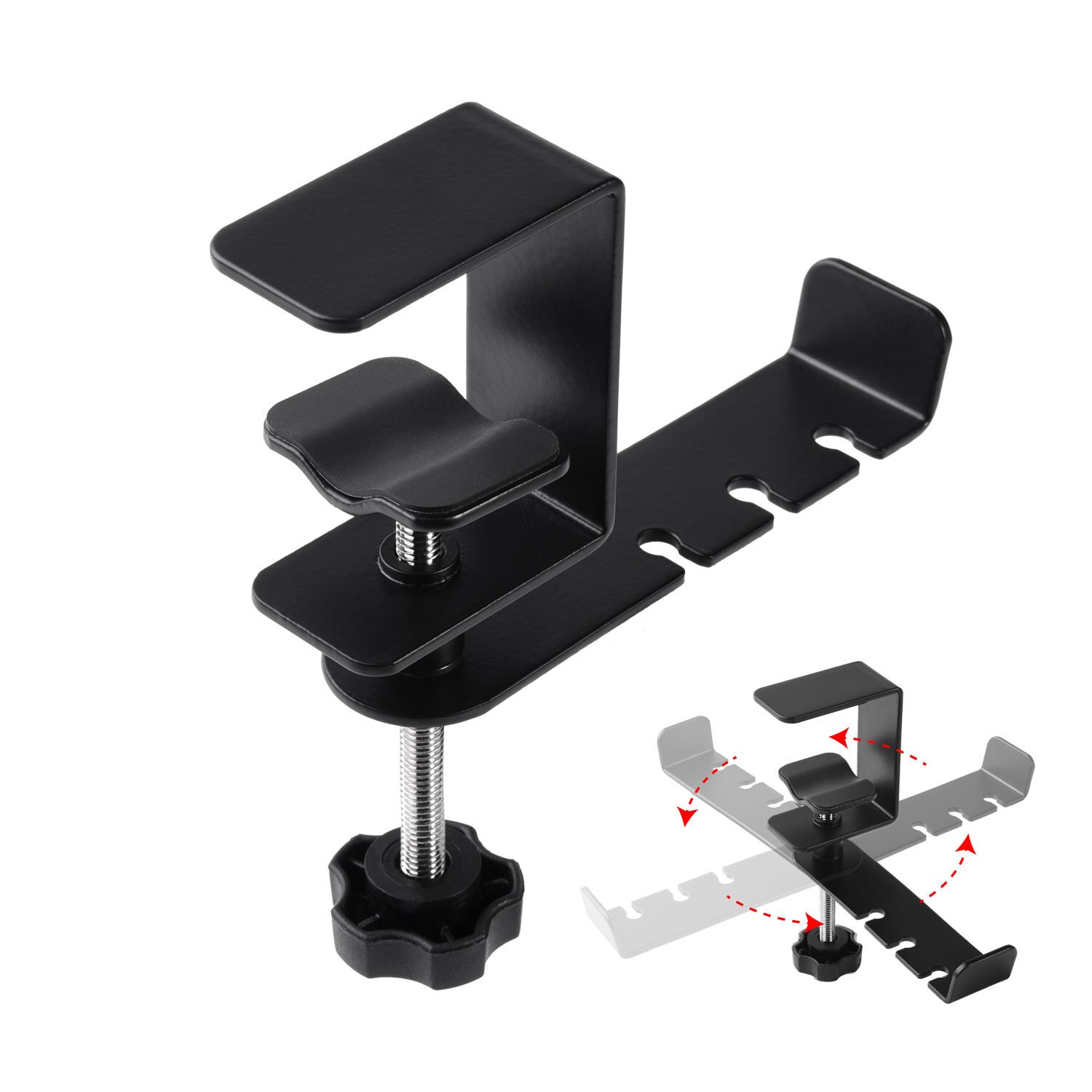 Metal Headphone Hook Holder hanger Stand Adjustable Rotating Clamp Headset Schoolbag Table Desk Clip Shelf Bracket