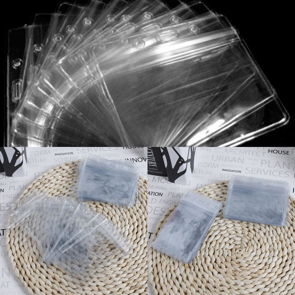 Lot of 10 Horizontal Transparent Vinyl Plastic ID Card Badge Holder Bank Card Badge Holders Name Card Holders With Zipper