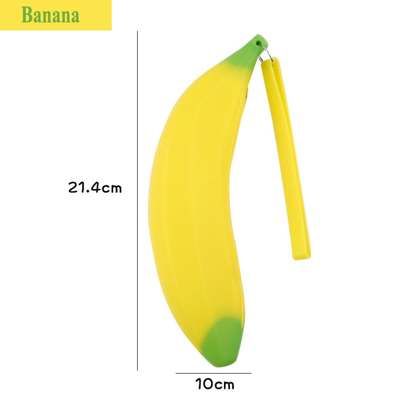 Stor kapacitet lynlås silikone penalhus aubergine ærter bønnepude majsformet studerende blyant taske opbevaringsposer pige pen taske: Banan
