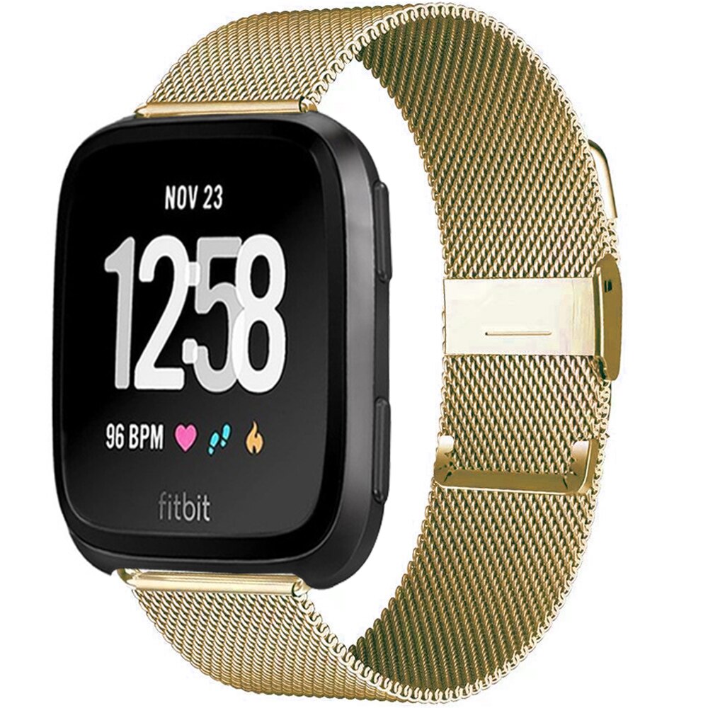 Milanese band for Fitbit Versa/Versa 2/versa Lite Strap Stainless Steel Bracelet Strap smart watch Accessories: gold / large size