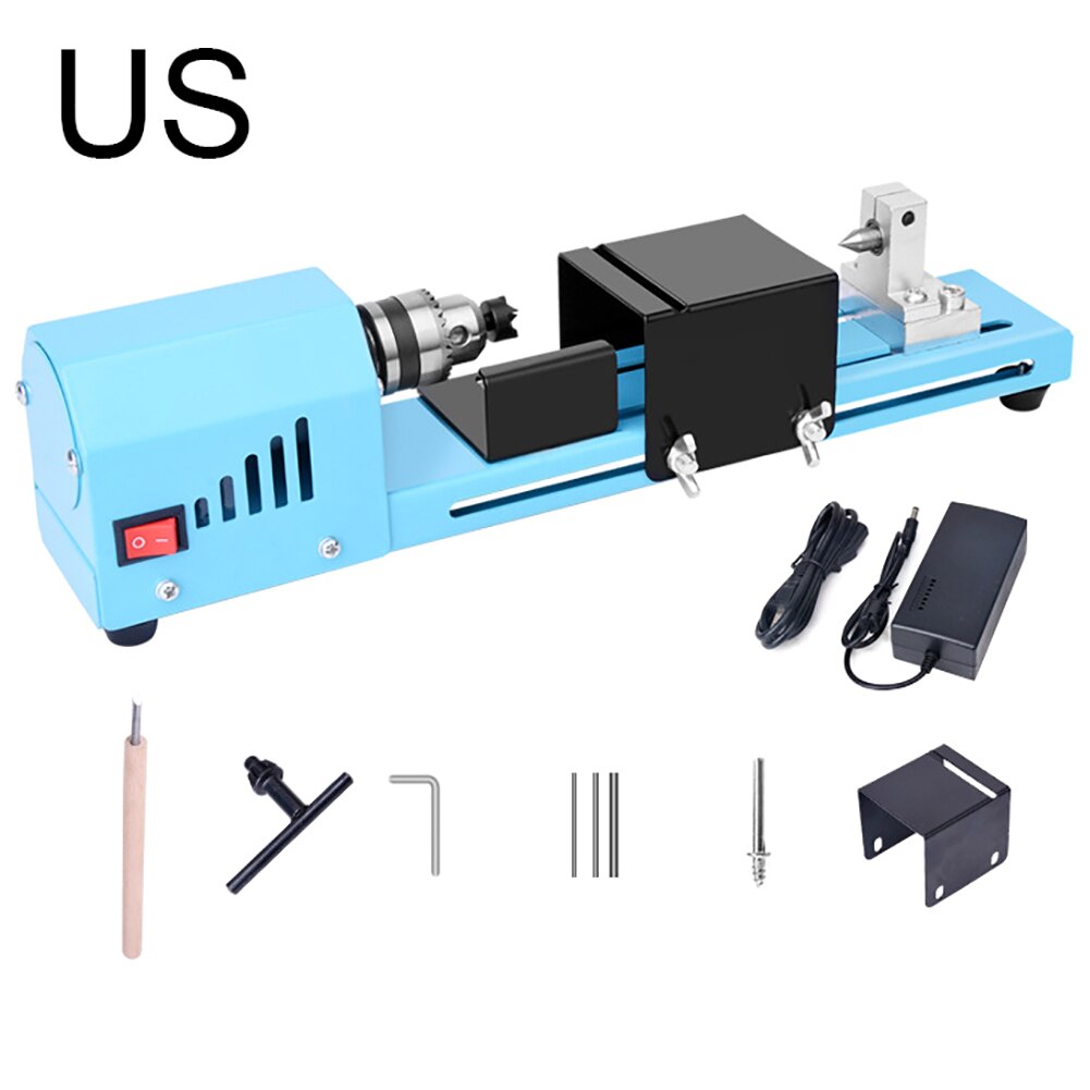 Mini Motorized Lathe Machine 12-24V 150W Lathe Beads Polisher Machine Machining for Table Woodworking Wood DIY Tool: us