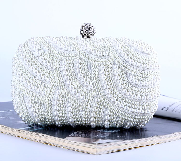 Party Avondtasje Pu Vrouwen Bloem Crystal Avondtasje Clutch Kralen Party Handtas Weding Club Portemonnee: WHITE