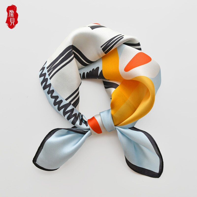 Écharpe zèbre en soie naturelle pour enfants, foulard carré de 50cm, pour cheveux, pour filles, foulard hijab, chaîne pour bébé