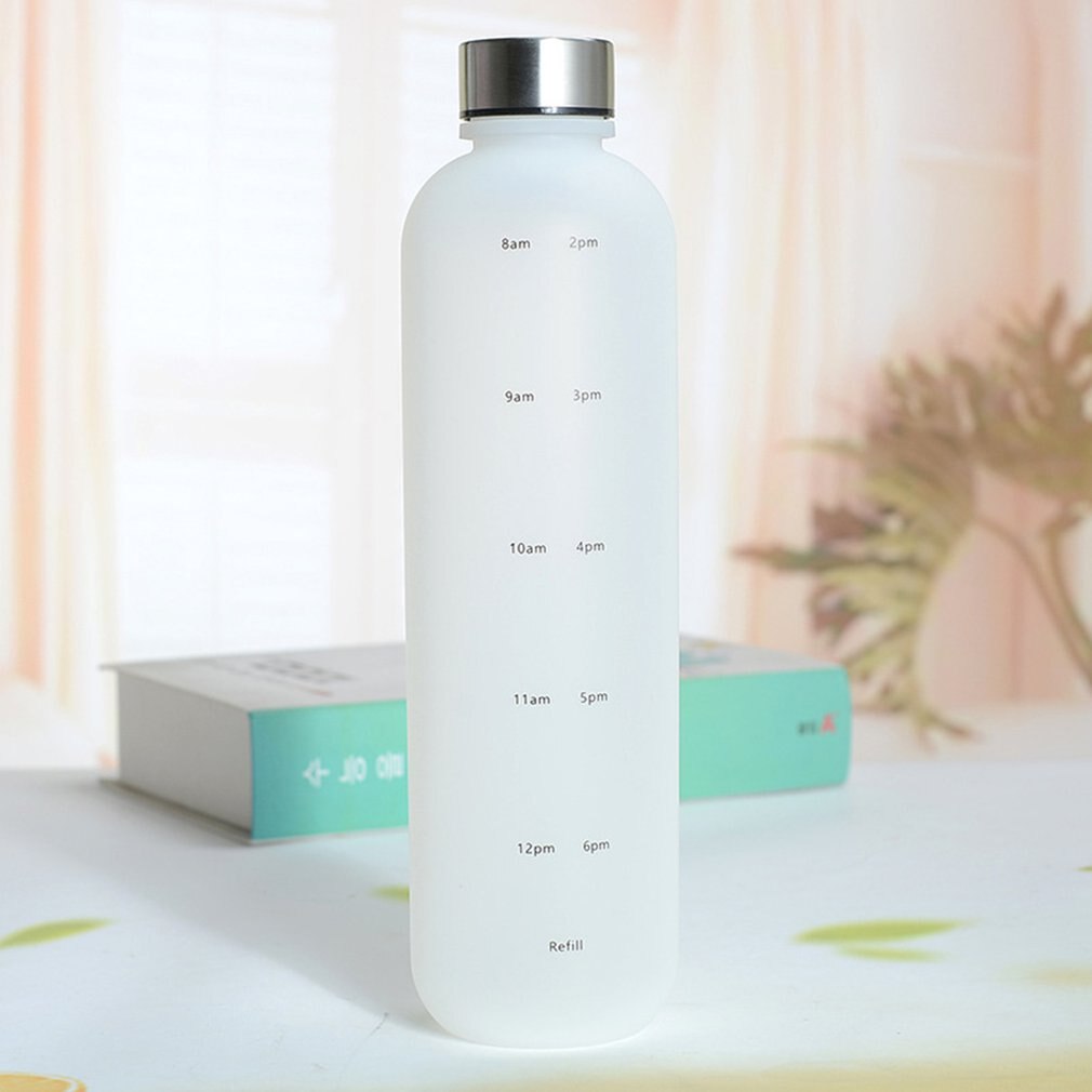 2022 plastic space cup grote transparante matglazen waterbeker koperen deksel waterfles met tijdsaanduiding 1000ml