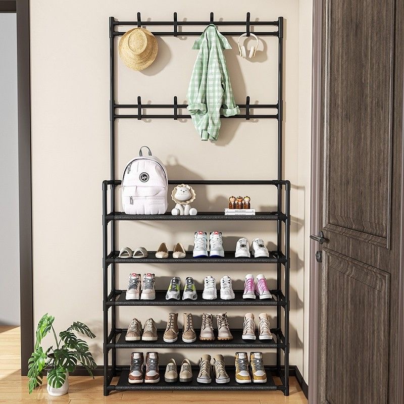 DIY Multi-Layer Shoe Rack And Coat Hanger Storage Organizer For Doorway Hallway Dorm Balcony Home Furniture Shoe Shelf Clothes