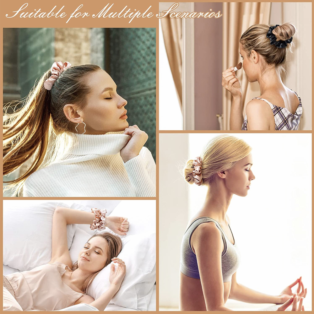 3/4Pcs Box Moerbei Zijde Haar Chouchou Handgemaakte Haarbanden Vrouwen Meisje Haaraccessoires Pure Kleur Natuurlijke hairties